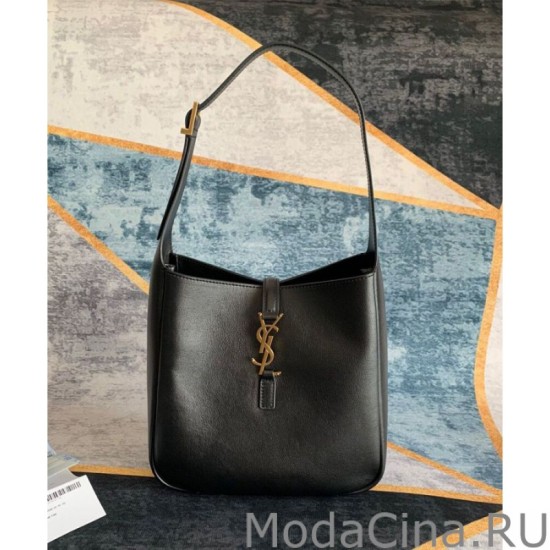 Replica YSL Saint Laurent Le 5 A 7 Borsa Hobo Piccola Morbida In Pelle Liscia Nera
