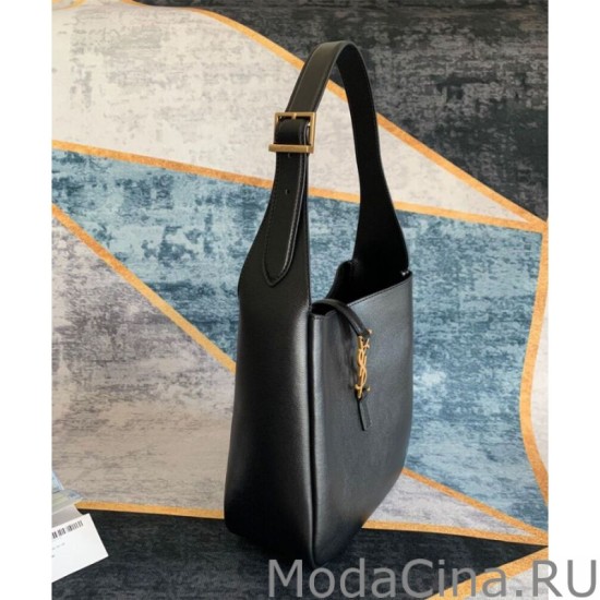 Replica YSL Saint Laurent Le 5 A 7 Borsa Hobo Piccola Morbida In Pelle Liscia Nera