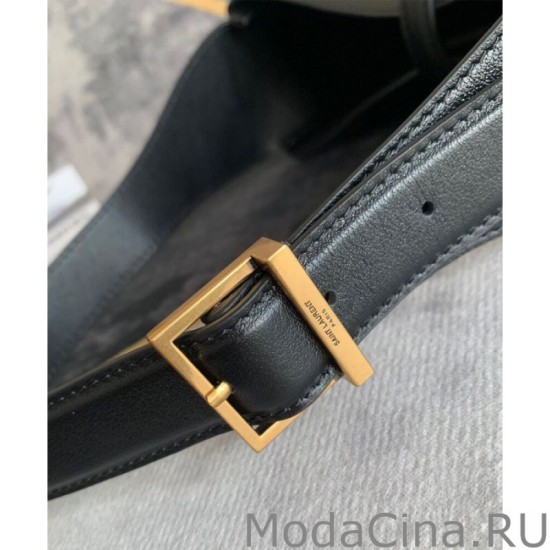 Replica YSL Saint Laurent Le 5 A 7 Borsa Hobo Piccola Morbida In Pelle Liscia Nera