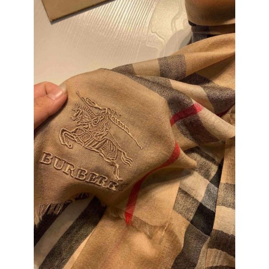 Replica Scialle Burberry Aquatic Cashmere Small Check 75 x 220 Marrone