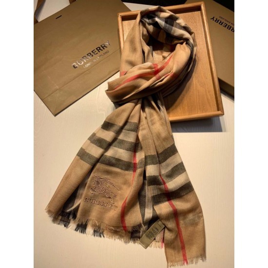 Replica Scialle Burberry Aquatic Cashmere Small Check 75 x 220 Marrone