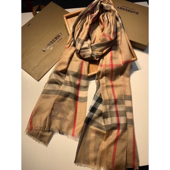 Replica Scialle Burberry Aquatic Cashmere Small Check 75 x 220 Marrone