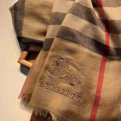 Replica Scialle Burberry Aquatic Cashmere Small Check 75 x 220 Marrone