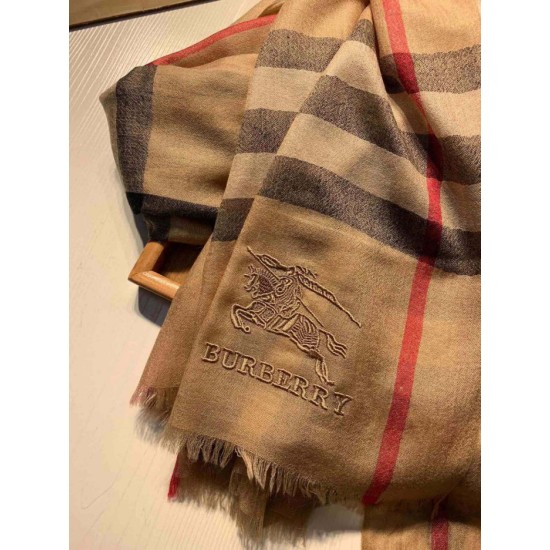 Replica Scialle Burberry Aquatic Cashmere Small Check 75 x 220 Marrone