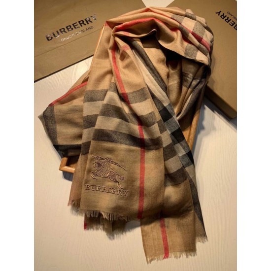 Replica Scialle Burberry Aquatic Cashmere Small Check 75 x 220 Marrone