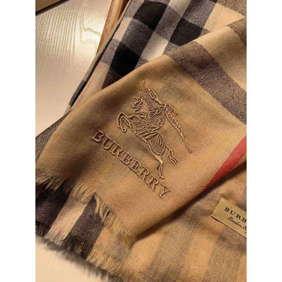 Replica Scialle Burberry Aquatic Cashmere Small Check 75 x 220 Marrone