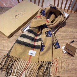 Replica Scialle Burberry in lana e cashmere con motivo check double-face e logo 30 x 180 marrone