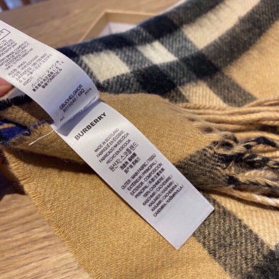 Replica Scialle Burberry in lana e cashmere con motivo check double-face e logo 30 x 180 marrone