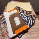 Replica Scialle Burberry in lana e cashmere con motivo check double face e logo 30 x 180 arancione