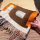 Replica Scialle Burberry in lana e cashmere con motivo check double face e logo 30 x 180 arancione