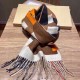 Replica Scialle Burberry in lana e cashmere con motivo check double face e logo 30 x 180 arancione