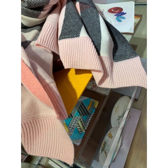 Replica Burberry scialle classico in cashmere con motivo check grande 60 x 180 rosa
