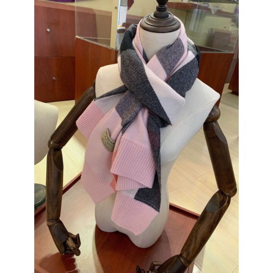 Replica Burberry scialle classico in cashmere con motivo check grande 60 x 180 rosa