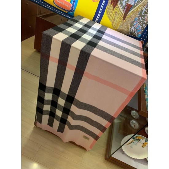 Replica Burberry scialle classico in cashmere con motivo check grande 60 x 180 rosa