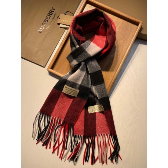Replica Burberry scialle classico in cashmere con motivo check medio 40 x 180