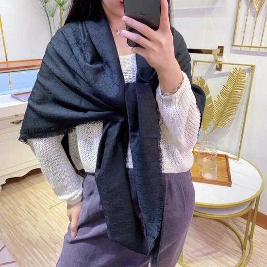 Replica Wool GG jacquard sciarpa quadrata double-face Verde scuro