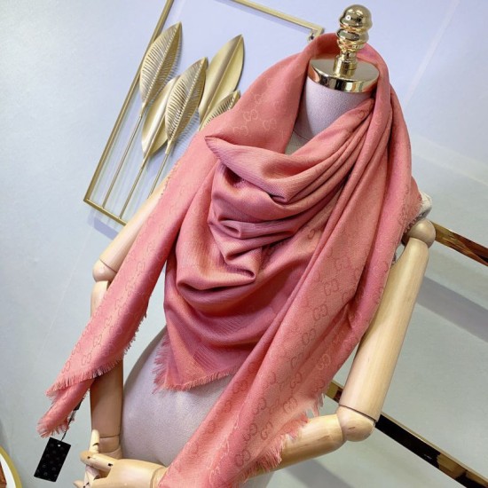 Replica Wool GG jacquard Sciarpa quadrata double face Rosa