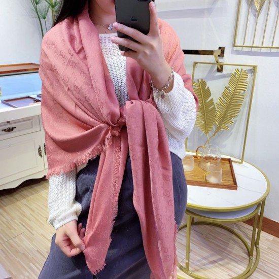 Replica Wool GG jacquard Sciarpa quadrata double face Rosa