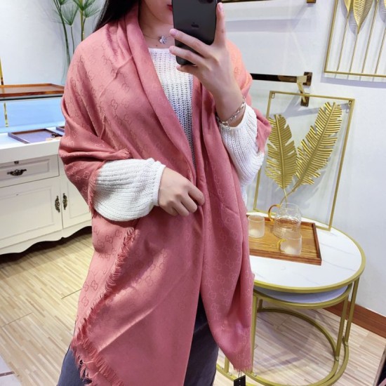 Replica Wool GG jacquard Sciarpa quadrata double face Rosa