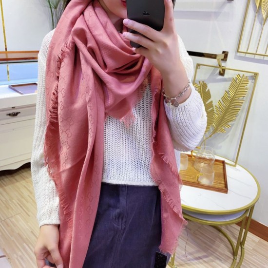 Replica Wool GG jacquard Sciarpa quadrata double face Rosa