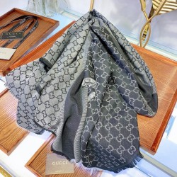 Replica Wool GG jacquard Sciarpa quadrata double face Blu