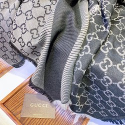 Replica Wool GG jacquard Sciarpa quadrata double face Blu