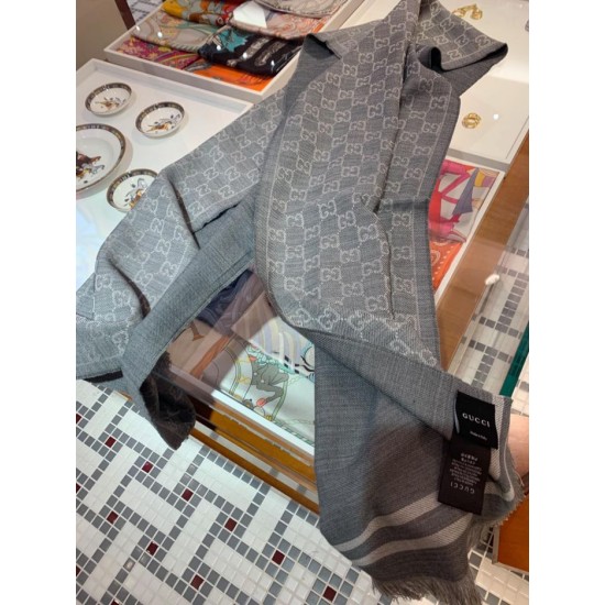 Replica Sciarpa da uomo classica in cashmere double face Grigio