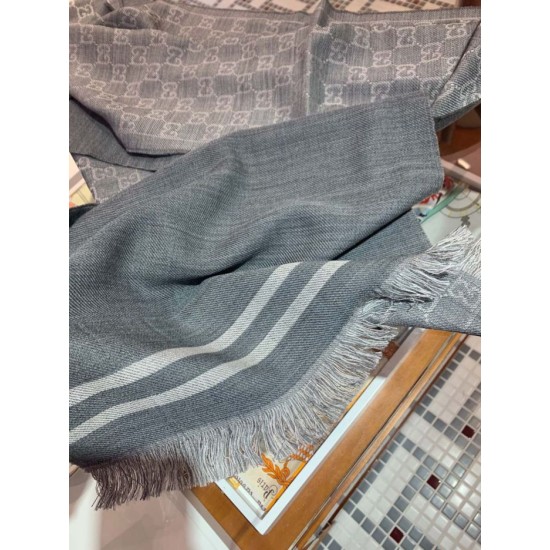 Replica Sciarpa da uomo classica in cashmere double face Grigio