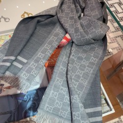 Replica Sciarpa da uomo classica in cashmere double face Grigio