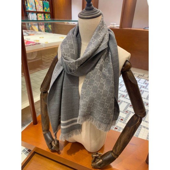 Replica Sciarpa da uomo classica in cashmere double face Grigio