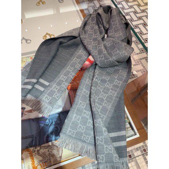 Replica Sciarpa da uomo classica in cashmere double face Grigio