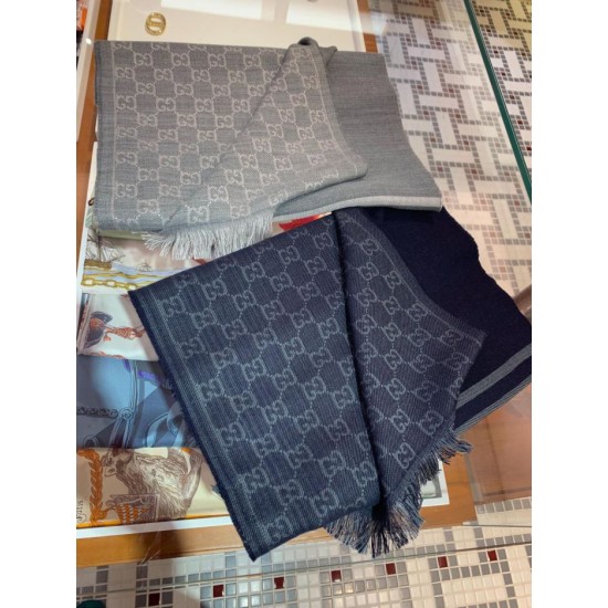 Replica Sciarpa da uomo classica in cashmere double face Grigio
