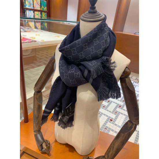 Replica Sciarpa classica da uomo in cashmere double face Blu scuro Replica Sciarpa classica da uomo in cashmere double face Blu scuro