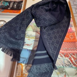 Replica Sciarpa classica da uomo in cashmere double face Blu scuro