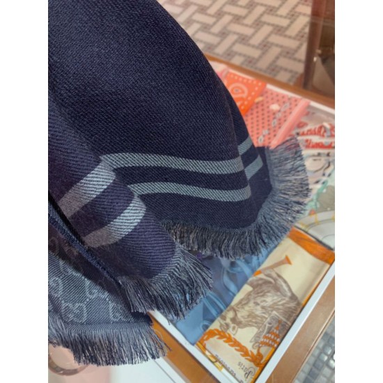 Replica Sciarpa classica da uomo in cashmere double face Blu scuro Replica Sciarpa classica da uomo in cashmere double face Blu scuro
