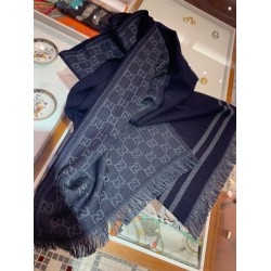 Replica Sciarpa classica da uomo in cashmere double face Blu scuro