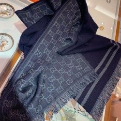Replica Sciarpa classica da uomo in cashmere double face Blu scuro