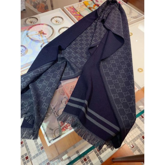 Replica Sciarpa classica da uomo in cashmere double face Blu scuro Replica Sciarpa classica da uomo in cashmere double face Blu scuro