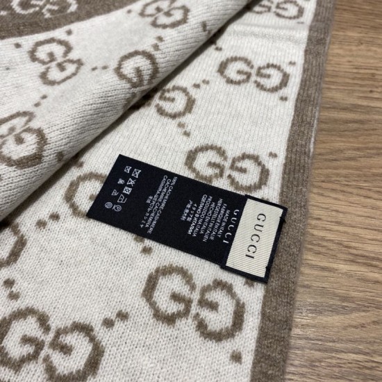 Replica Sciarpa Classic Wool GG jacquard Caffè