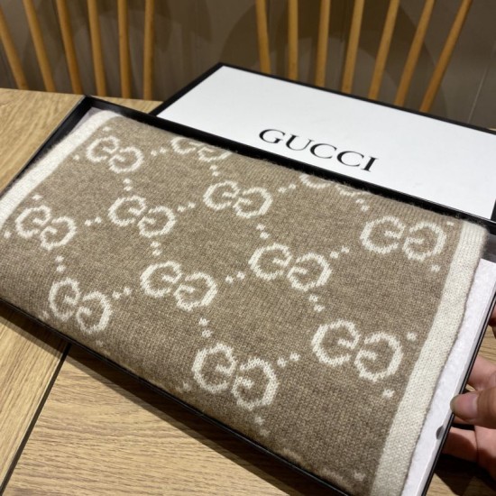 Replica Sciarpa Classic Wool GG jacquard Caffè