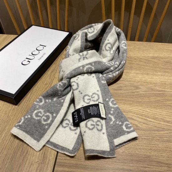 Replica Sciarpa Classic Wool GG jacquard Grigia