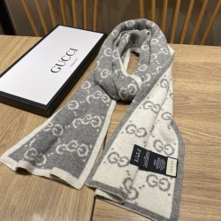 Replica Sciarpa Classic Wool GG jacquard Grigia