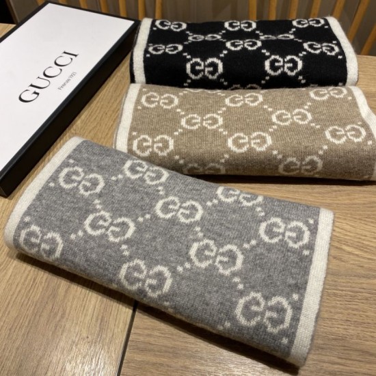 Replica Sciarpa Classic Wool GG jacquard Grigia