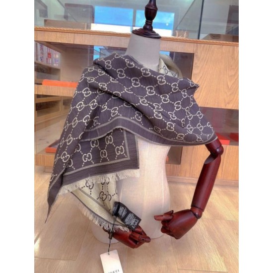 Replica Scialle in lurex intarsiato con elementi classici in edizione limitata Marrone