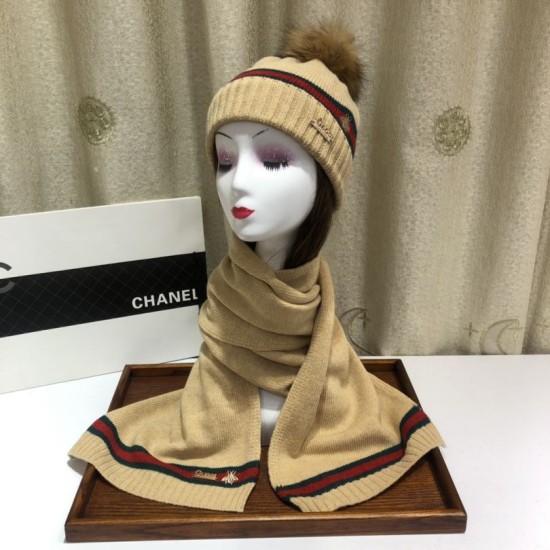 Replica Classic Cashmere Jacquard Sciarpa e Cappello Marrone
