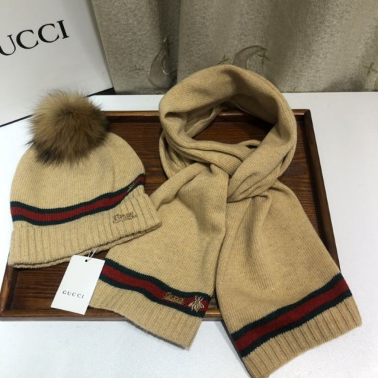 Replica Classic Cashmere Jacquard Sciarpa e Cappello Marrone
