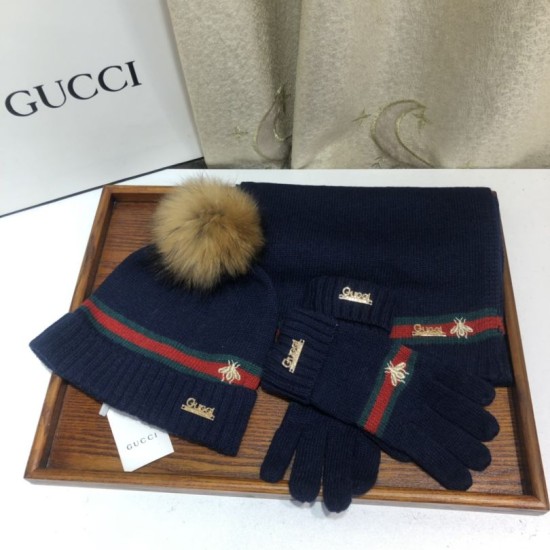 Replica Classic Cashmere Jacquard Sciarpa e Cappello Blu Scuro