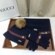 Replica Classic Cashmere Jacquard Sciarpa e Cappello Blu Scuro