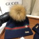 Replica Classic Cashmere Jacquard Sciarpa e Cappello Blu Scuro