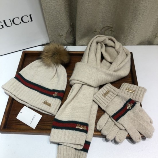 Replica Classic Cashmere Jacquard Sciarpa e Cappello Beige